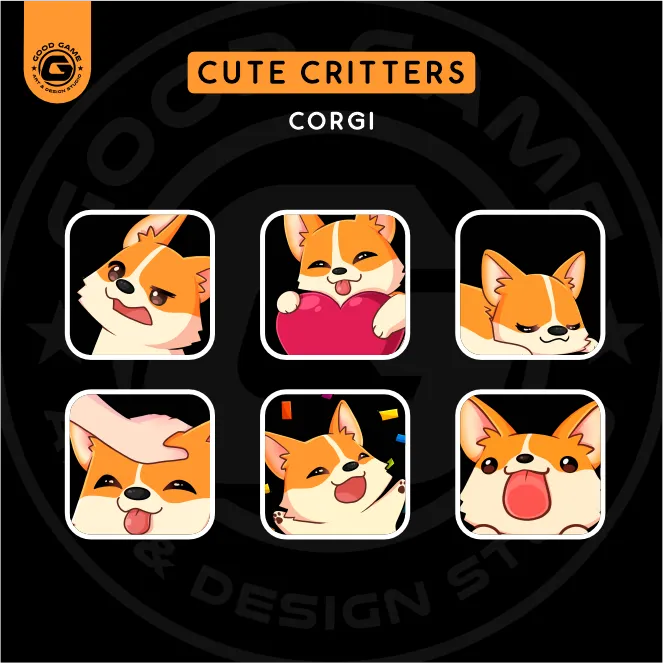 Cute Critters – Corgi ( Deluxe Emote Set )