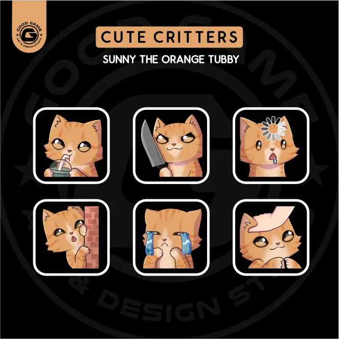 Cute Critters – Sunny the Orange Tabby ( Deluxe Emote Set )