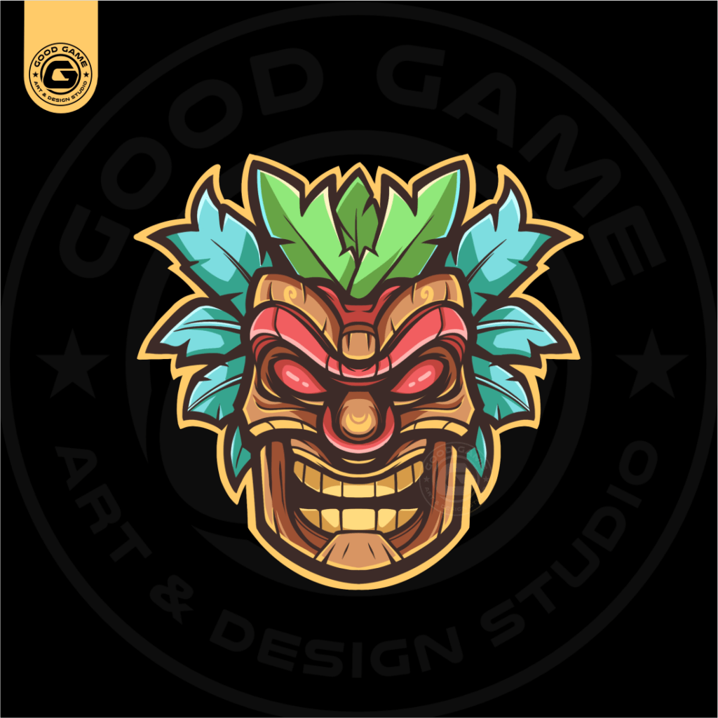 Tiki Mask ( 1 of 1 Mascot Logo )